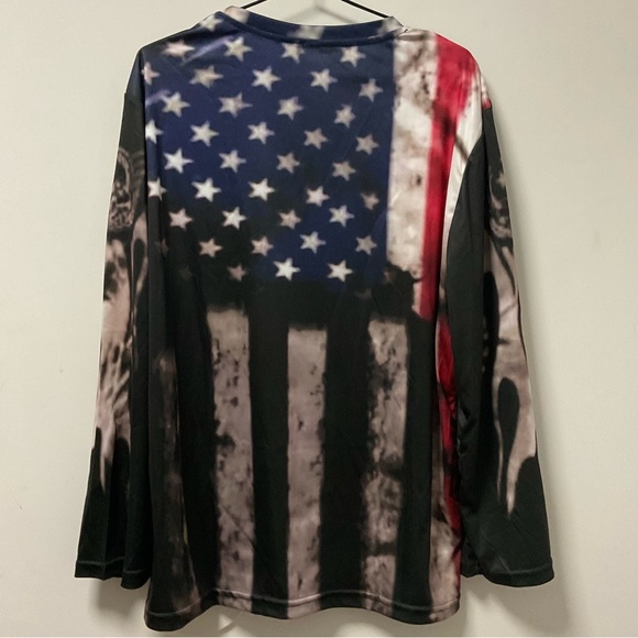 🇺🇸Men’s American Flag Loose Retro Round Neck Cool Feel Long Sleeve Shirt! - Picture 5 of 6